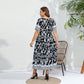 Short Sleeves Printed V neck Casual Dress