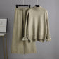 High Collar Solid Knit Set
