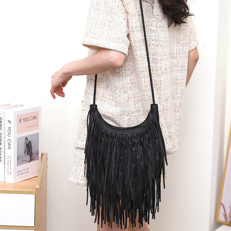 Tassel Bag Soft Leather Handmade Shoulder Messenger Bag