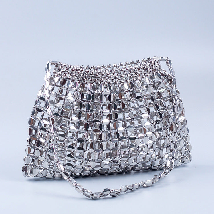 Handmade Silver & Gold Beaded Shoulder Bag