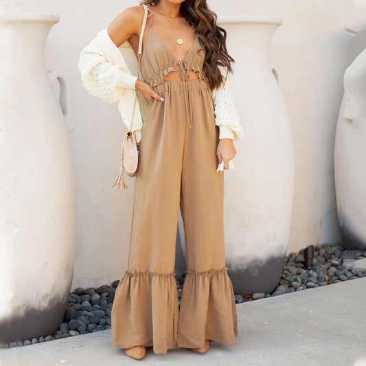 Solid Color Sexy Jumpsuit