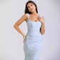 Square Collar Jacquard Pleated Sleeveless Cami Dress
