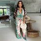 Sexy V neck Vintage Printed Jumpsuit Women