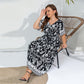 Short Sleeves Printed V neck Casual Dress