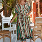 Rayon Wave Print Beach Cover-up Robe Vacation Sun Protection Shirt Bikini Cover