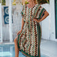 Rayon Wave Print Beach Cover-up Robe Vacation Sun Protection Shirt Bikini Cover