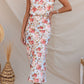 Sleeveless Halter Printed Satin Dress
