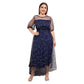 Plus Size New Hepburn Dress with Mesh Sleeves Semi Formal