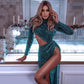 Sexy Sequined Long Sleeved Cocktail Dress