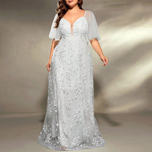 Evening Dress Lace Sexy Deep V Plunge Elegant Party Bridesmaid Dress