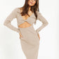 Kylie Sexy Knitted Solid Long Sleeve Split Dress