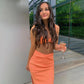 Coral Sexy Cami Dress Two-Piece Suit