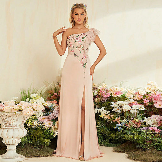 High Slit Backless Sexy Evening Dress