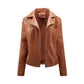 Faux Leather Collared Motorcycle Jacket