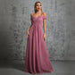 Evening Dress Solid Color Maxi Dress Elegant off the Shoulder Bridesmaid Dress