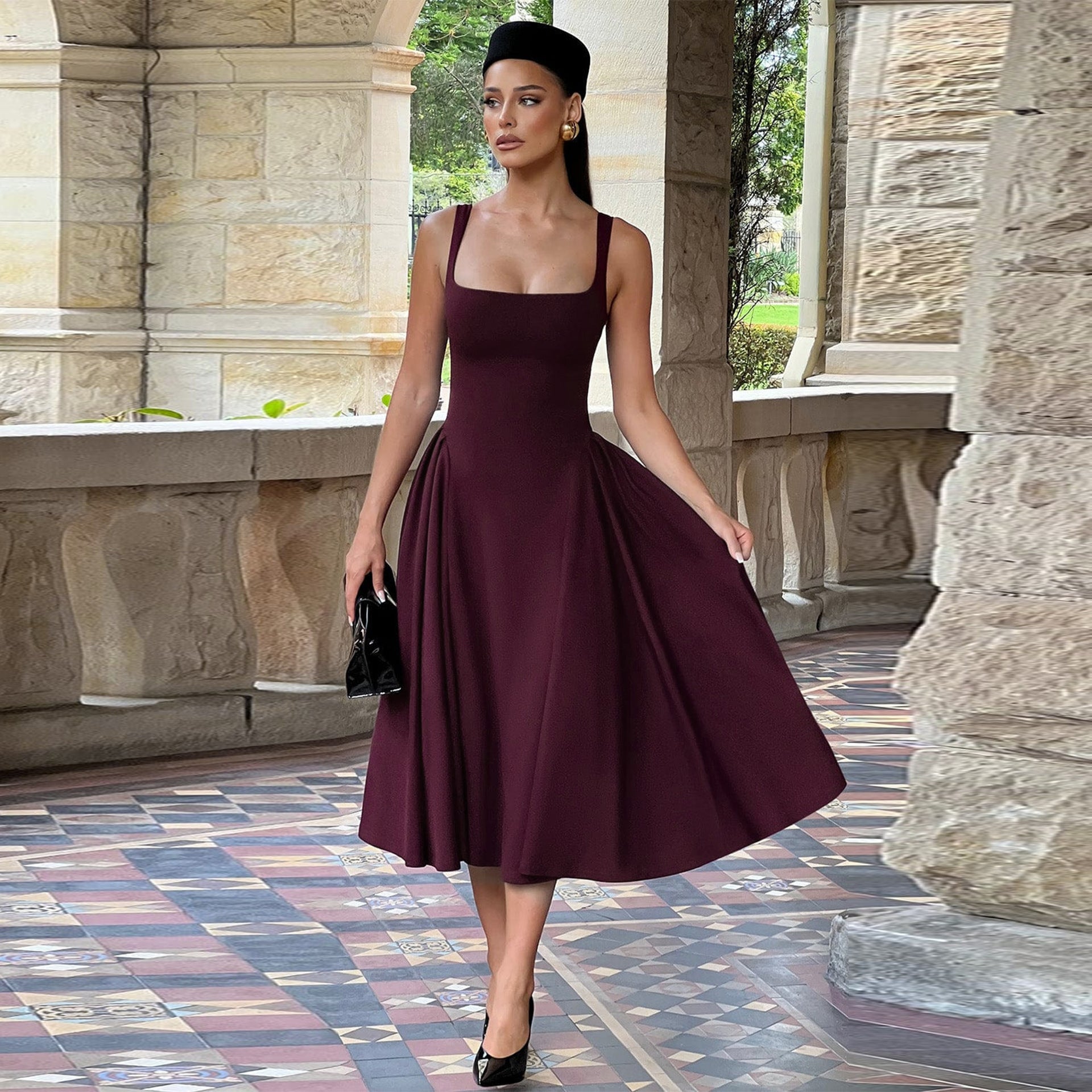 Square Collar Formal Ankle Length Dress Something She Likes Wholesale Square Collar Formal Ankle Length Dress Something She Likes Wholesale