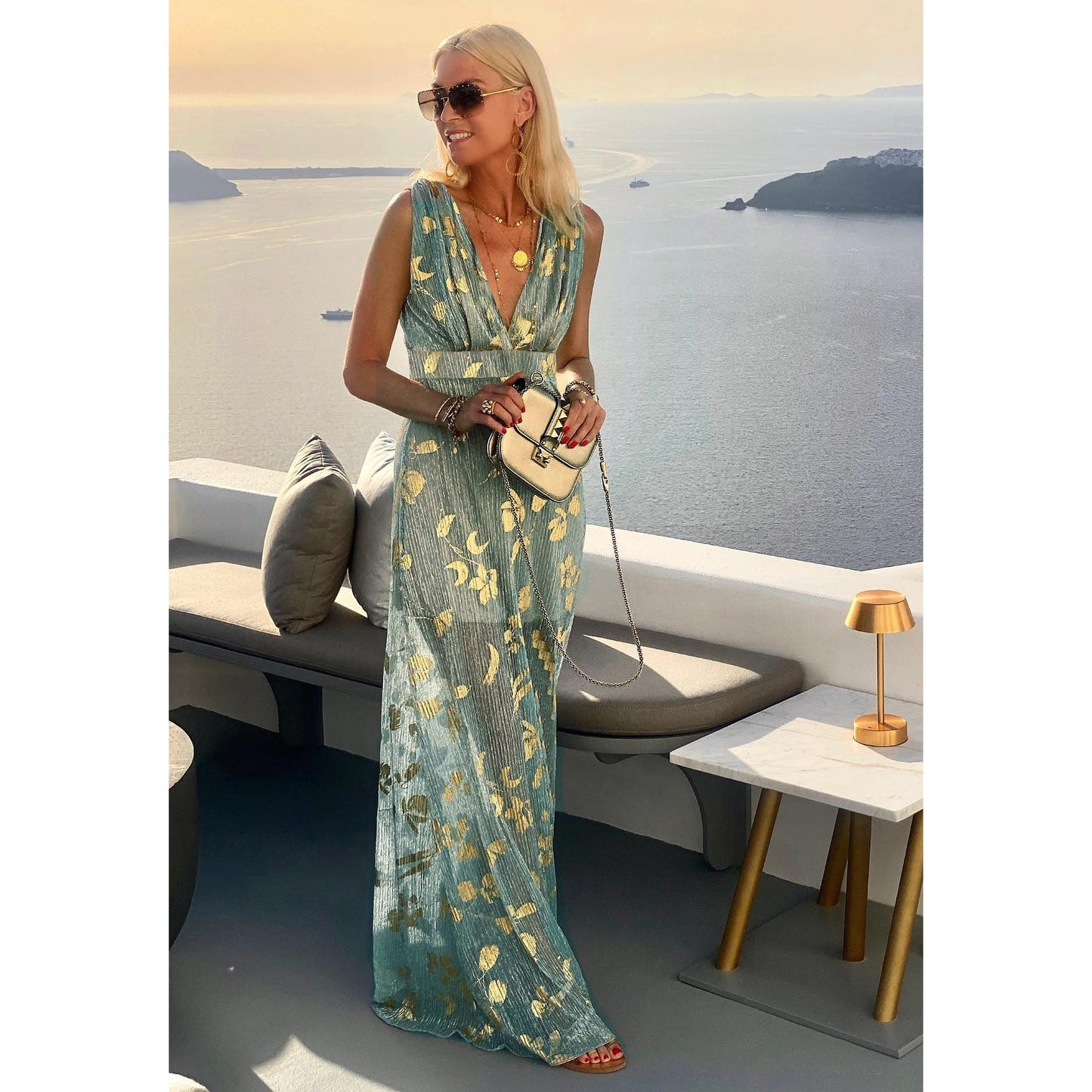Sexy Plunge V Neck Resort Dress