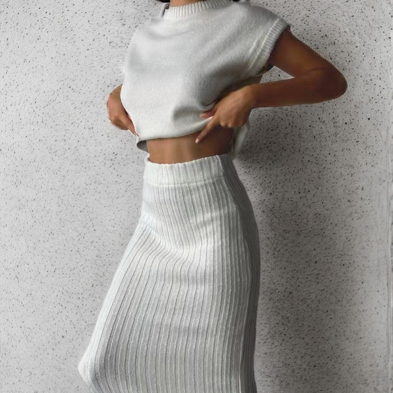 Two Piece Knitted Midi Skirt Set