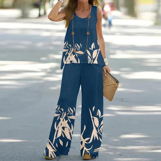 Printed Sleeveless Top and Bottom Set