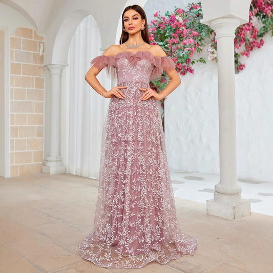 Off Shoulder Evening Dress Birthday Party Cocktail Formal Dress