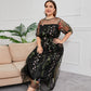 Mesh Embroidered Formal Party Maxi Dress