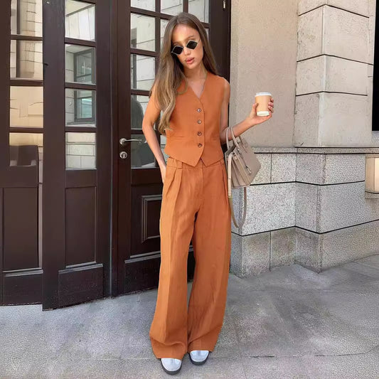 Vest & Casual Pants Two Piece Set