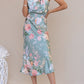 Sleeveless Halter Printed Satin Dress