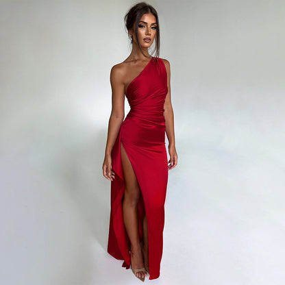 Nikki One Shoulder High Slit Maxi Dress