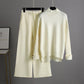 High Collar Solid Knit Set