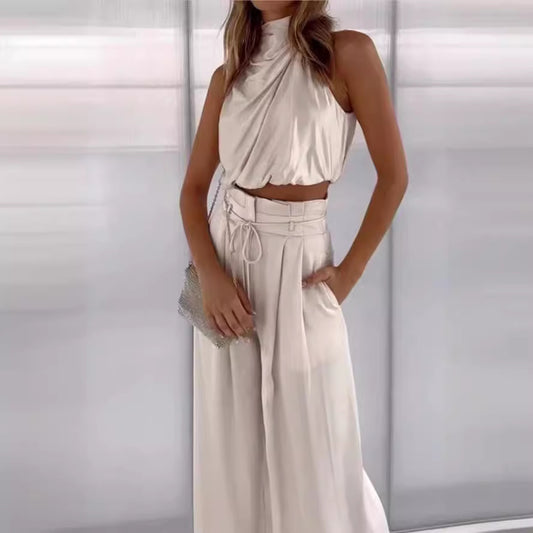 Sleeveless Collar Two Piece Sets
