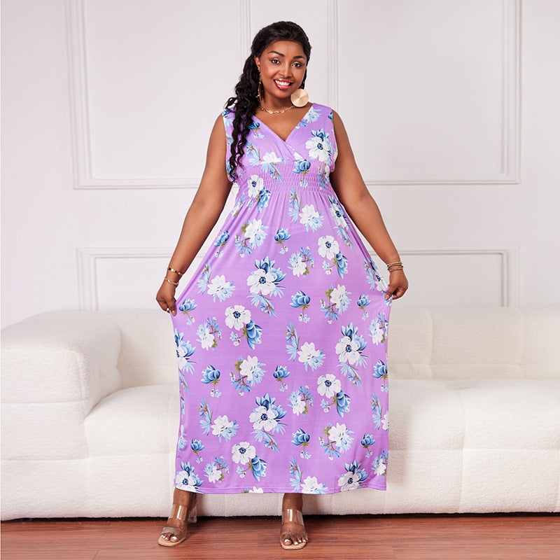 Sleeveless Day to Night Floral Print Plus Size Dress