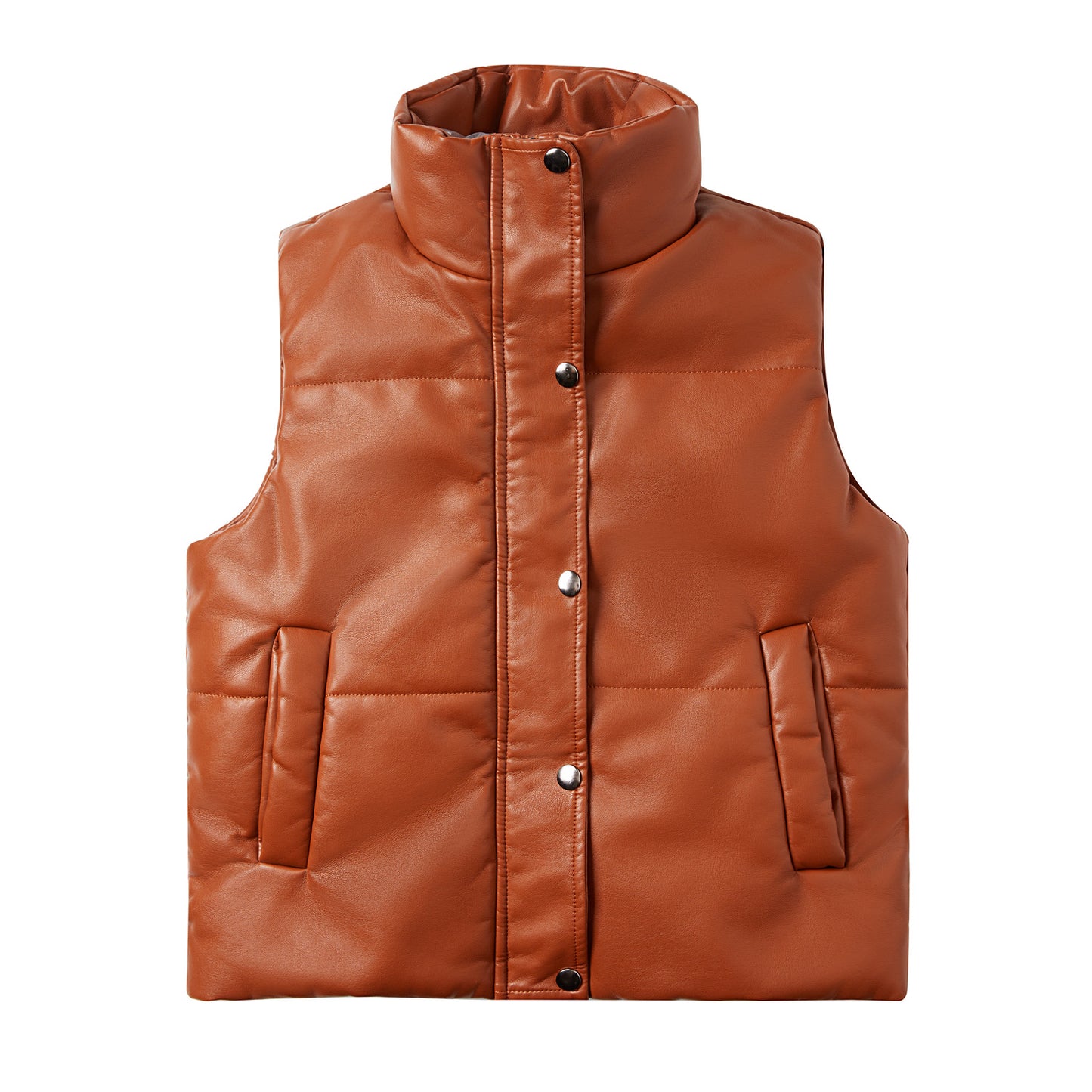 Quilted Vegan Leather Vest Jacket