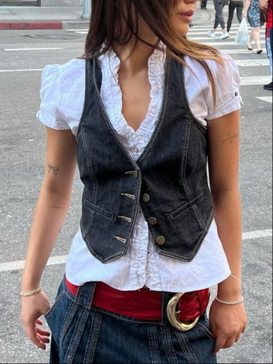 Vintage Dark Denim Vest