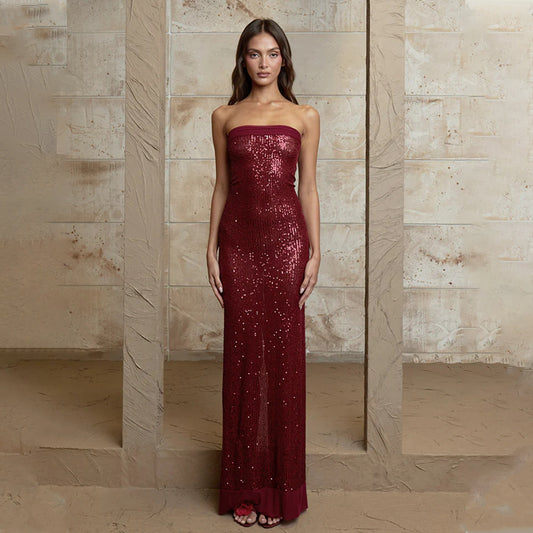 Open Back Strapless Bridesmaid Dress