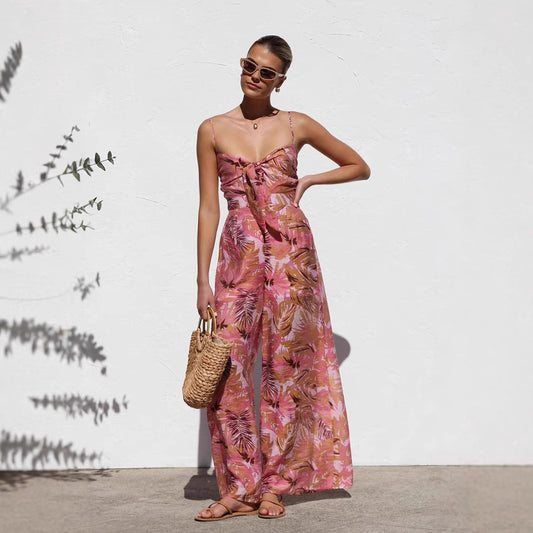 Printed Waist Wide Leg Pants