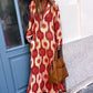 Geometric Print Split Maxi Casual Dress