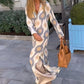 Geometric Print Split Maxi Casual Dress
