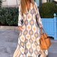 Geometric Print Split Maxi Casual Dress