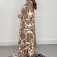 Vintage Print Maxi Casual Dress