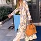 Geometric Print Split Maxi Casual Dress
