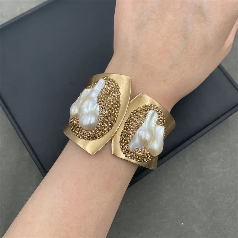 Natural Baroque Freshwater Pearl Cuff Bracelet