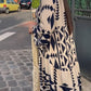 Vintage Print Maxi Casual Dress