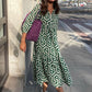 Vintage Print Maxi Casual Dress