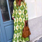 Geometric Print Split Maxi Casual Dress