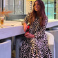 Vintage Print Maxi Casual Dress