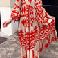 Vintage Print Maxi Casual Dress