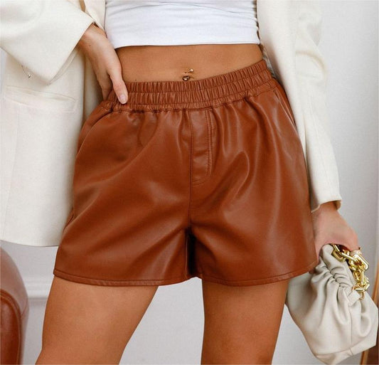 Dani Faux Leather Shorts Casual