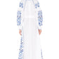 Embroidered Lantern Sleeve Boho Kaftan Dress