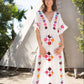 V Neck Embroidered Kaftan Dress