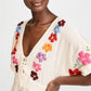 V Neck Embroidered Kaftan Dress